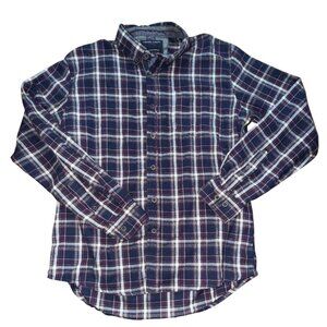 Nickel & iron Mens Plaid Flannel Shirt-Blue/Purple/White-M-GUC